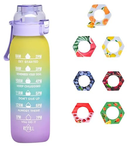 Nuevo 2024 Botella con sabor, juego original, botella de agua de 1000 ml con 7 cápsulas de sabor para una experiencia de bebida refrescante botella para exteriores (A1)
