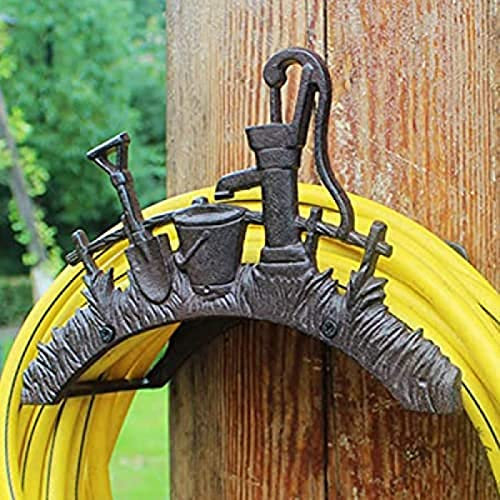 Gartenschlauchhalter, wandmontierter Wasserrohrständer aus Gusseisen, robuster Schlauchaufroller, dekorativer Vintage-Schlauchhalter für den Außenbereich
