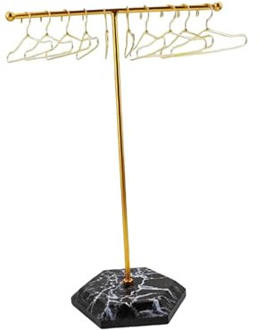 Ronyme Miniatur-Kleiderständer im Maßstab 1/6 mit Kleiderbügel, Kleiderstütze, Puppenmöbel für Mikro-Landschafts-Puppenhaus-Ornament, Gold