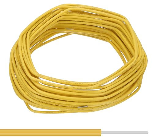 PATIKIL 22AWG Solid Electric Wire, 1 Pcs 49Ft Hook Up Tinned Copper Wire 1007 PVC Solid Single Core Wire for Home Improvement Circuit Computer Line, Yellow