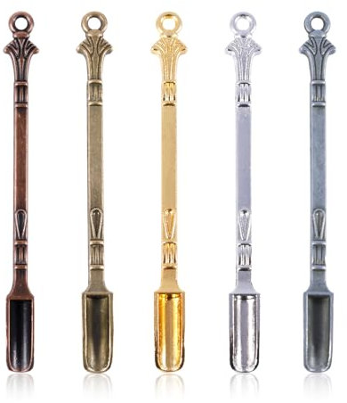 XIHIRCD 5pcs Mini Pelle Cuillère, Multicolores Mini Cuillère Métal Cuillère à Priser Pendentif Cuillère Bricolage Petite Cuillère à Pelle pour Mesurer les Herbes le Sel les Épices le Café le Sucre