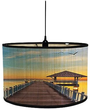 Moderne Lampenschirme für Pendelleuchten Deckenleuchten Hängelampe Trommelstil Vintage 3D-Muster Lampenschirm für Tisch Stehleuchten für Schlafzimmer Wohnzimmer Küche Flur Lounge (Brücke)