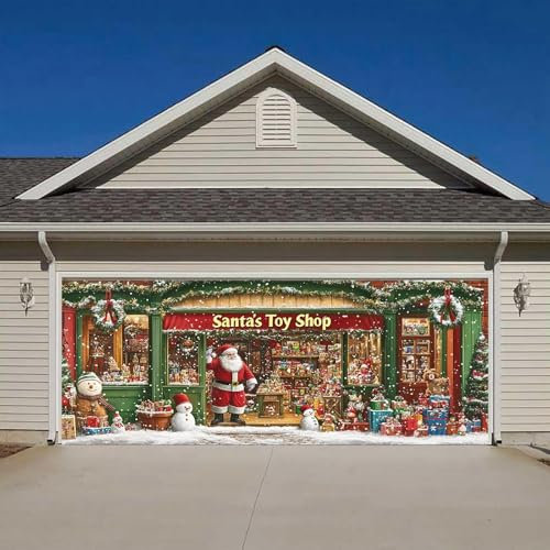 Holiday Door Covers - Christmas Garage Door Decorations Merry Christmas Banner Cover Joy To The World (A, 480X210cm)