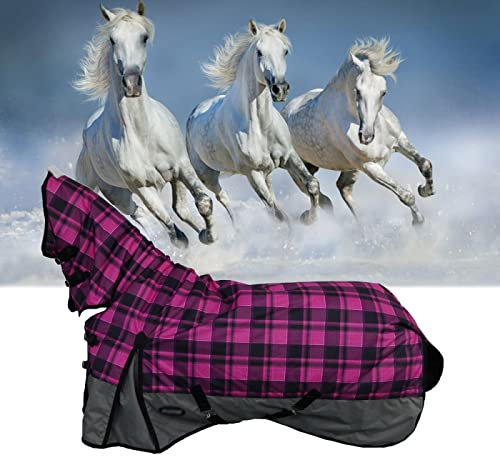 Gewicht Pferd Weidedecke, 600D Heavy Ripstop Breathable Warmth and Thickening Pony Turnout Blanket, Removable for Winter 250g Medium Weight(Red,XXLarge)