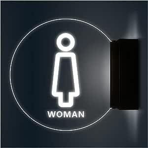 Toilette Schilder Männer Frauen, Toilettenschilder for Männer und Frauen, Toilettenschild LED, Badezimmerschild mit beleuchtetem Rand, Acryl-LED-Schild for Damen, Herren, Damen, Toilettenschilder(B)