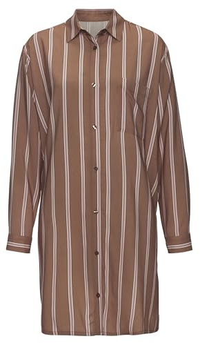 Lascana Damen Nachthemd bequemes Sleepshirt mit Allover-Muster, durchgehende Knopfleiste und Brusttasche, klassischer Schnitt, angenehme Qualität aus Baumwolle