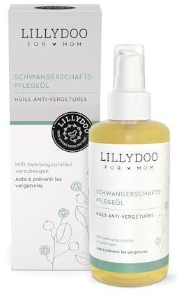 LILLYDOO Schwangerschaftsöl, sanfte Hautpflege für den Babybauch & nach der Schwangerschaft, vegane & parfümfreie Naturkosmetik, Dermatest sehr gut, in hochwertiger Glasflasche (100 ml)