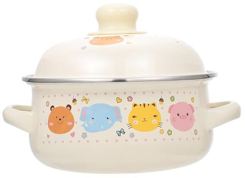 PAMINGONO Topf Aus Langlebigem Emailliertem Material 16cm Rutschfeste Wärmeisolierte Griffe Gleichmäßige Wärmeverteilung Suppentopf Für Haushalt