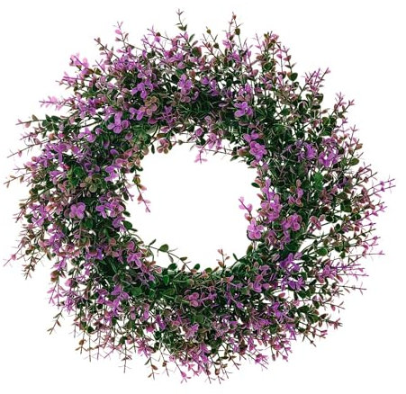 Türkränze, Frühling Sommer Ganzjahres Kranz, künstliche Blumen, Grüne Blätter Kränze für Haustür Outdoor Fenster Wand Garten Hochzeit Festival Party Home Dekoration (B)