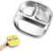 Assiette Ventouse pour Bébé, Assiette en Acier Inoxydable pour Bébé Assiette Bébé Antidérapante avec Trois Compartiments et Couvercle Transparen pour des Repas Sains de Bébé