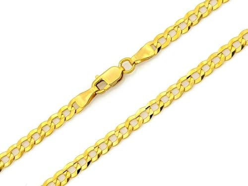 Sapphir Echtgold 9 kt 375 Gold Goldkette Panzerkette Halskette Kette Collier Schmuck Italienisch Flach Panzer Unisex Diamantiert Massiv Goldkette 3,20 mm breit 50cm lange - inkl Zwei Luxusgeschenke