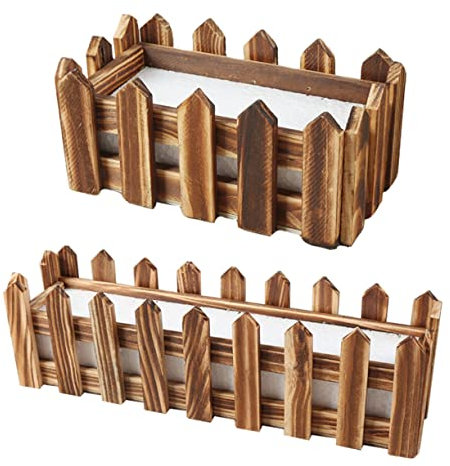 HEMOTON 2 Macetas De Madera Maciza Rústicas Altas para Jardín Al Aire Macetas Decorativas DIY Macetas Creativas para Vallas De Madera Macetas para Vallas De Madera Macetas De