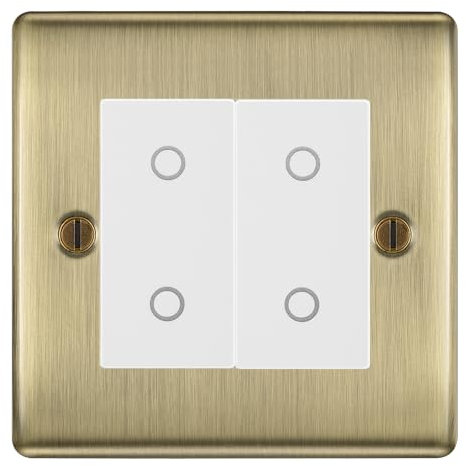 BG Nexus Antique Brass Double Secondary Touch Dimmer Switch - White Insert