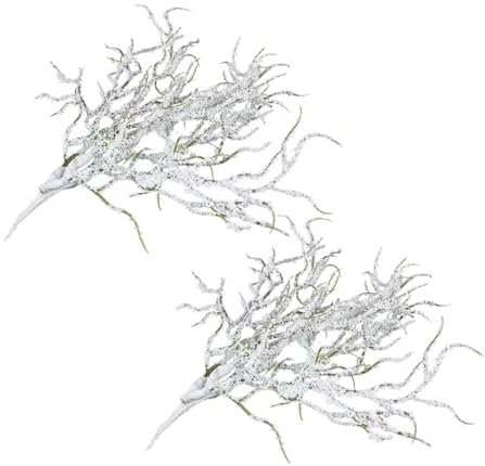 Cabilock Pin De Flocon De Neige Simulé Saule des Neiges Faux Verdure De Pin Artificiel De Noël Décor De Fausses Plantes Fausse Plante Plantes Artificielles De Noël Plastique Blanche