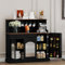 HOLTICO Küchenschrank mit Arbeitsplatte, Küchenbuffet Buffetschrank Schwarz, Weinschrank mit Schublade und Oberer Ablage, Kommoden & Sideboards für Wohnzimmer, Esszimmer