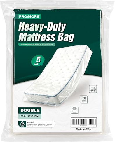 Double Mattress Cover for Moving Heavy Duty Mattress Bags for Storage 5Mil | Mattress Protector Storage Bag Transport - Strong, Reusable, Tearproof, Waterproof, Anti-dust