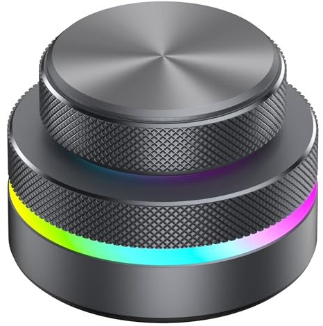 Goshyda Multifunction Rotary Knob, RGB Programmable Knob Controller for Wins Android OS X, 3 Connection Modes for Multimedia, Presentation & Video Editing
