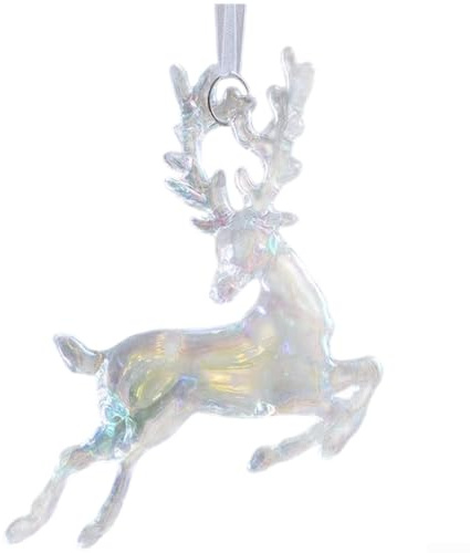 Weihnachtsbaumschmuck aus transparentem Acryl mit Lichteffekten und mehreren thematischen Hängeornamenten für den saisonalen Gebrauch (Moose)