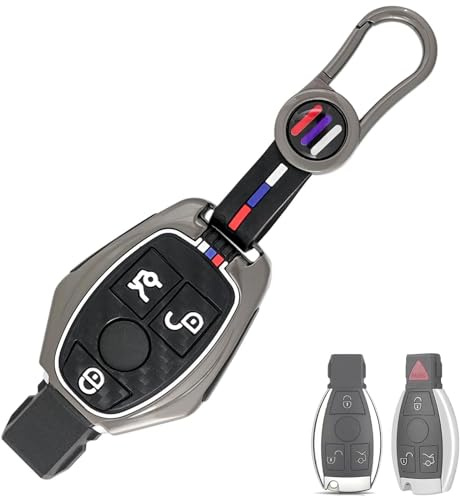 For Mercedes Key Cover 3 Buttons Zinc Alloy TPU Protective Key Fob Case | Compatible With Mercedes BGA A B C E S Class W204 W211 W164 W245 W212 Key Fob Protective Key Case