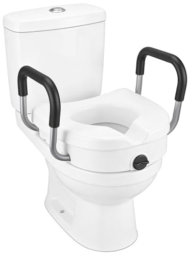 Raised Toilet Seat with Handles,4.7” Raised Toilet Seats for Elderly & Seniors,Raised Toilet Seat with Lid for Disabled & Booster Extension Seat