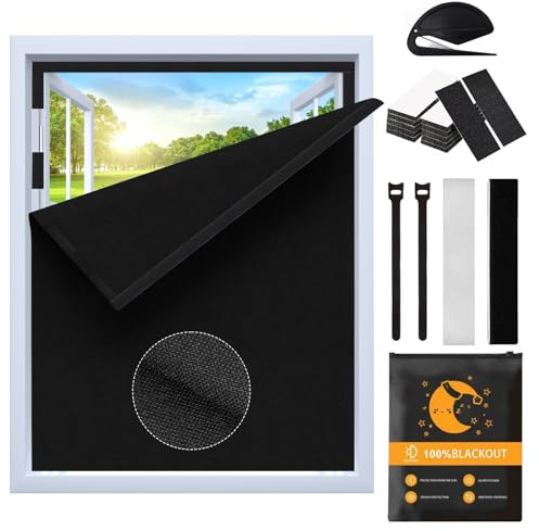 Fenster Verdunkelung Dachfenster Verdunkelungsrollo ohne Bohren Leinen Material für Faltenfreie Verdunklungsrollo ohne Bohren Fenster Verdunkelung Sonnenschutz (Schwarz/B150XH200cm)