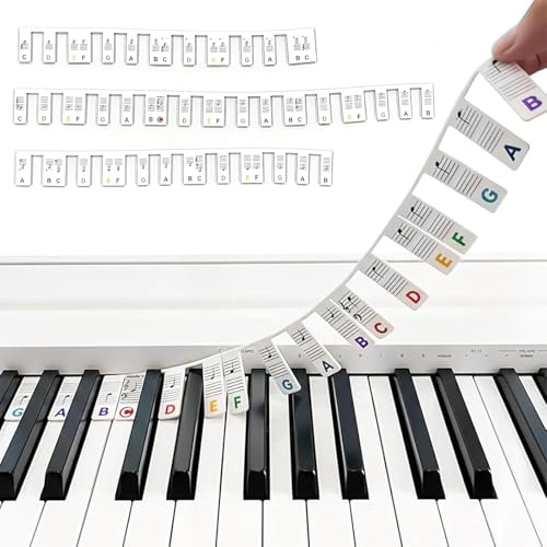 Abnehmbare Klaviertastatur-Notenetiketten für 88 Tasten Klavier Noten Aufleger Klavierführer für Anfänger Wiederverwendbar Silikon Piano Aufkleber Keine Aufkleber Erforderlich, für Anfänger Kinder, B