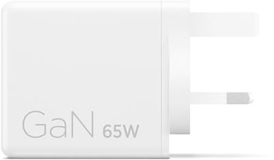Lenovo Dual USB‑C 65W Charger for Laptop, Tablet & Phone| GaN Tech, Ultra‑Compact & Lightweight | UK Plug, USB-C Cable Included | White