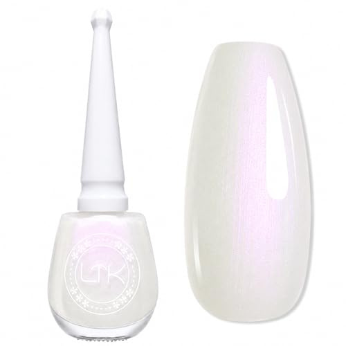 Pearl White Nail Polish - Aurora Iridescent White Nail Varnish, Shimmer Mermaid Glossy Nail Paint, Quick Dry No UV Needed Long Lasting Polish for DIY Manicure Home Nail Art