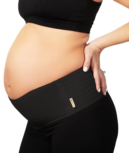 AZMED Maternity Belt Back Support - Adjustable Abdominal Binder for Pregnancy - Belly Band for Pelvic, Waist & Lower Back Comfort - Fits Up to 46 Inches - Black