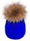 EXQULEG Warm Mütze, Echtfellbommel Pudelmütze,Winter-Mütze Bommelmütze Pelzbommel Waschbär Raccoon Pelz (Blau)