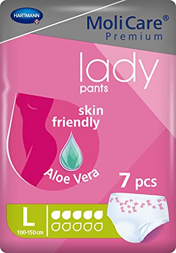 MoliCare Premium lady pants, Diskrete Anwendung bei Inkontinenz speziell für Frauen, Aloe Vera, 5 Tropfen, Gr. L, 1x7 Stück