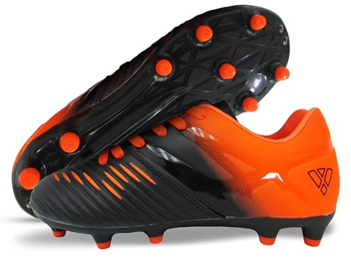 Vizari Liga FG Fußballschuhe für Kinder, fester Boden, Outdoor-Fußballschuhe für Kinder, Schwarz/Orange, 36 EU