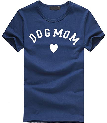 wodceeke Damen T-Shirt, locker geschnitten, mit Buchstaben Bedruckt, Kurze Ärmel, Rundhalsausschnitt