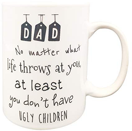 Kibon Father's Day Gifts Coffee Tea Mugs Coffee Cups for Dad,White 12 Oz -DAD