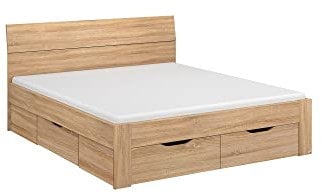 Rauch Möbel Flexx Bett Stauraumbett in Eiche Sonoma, Holz, mit 3 Schubladen als zusätzlichen Stauraum Liegefläche 160 x 200 cm Gesamtmaße Bett BxHxT 165 x 90 x 209 cm