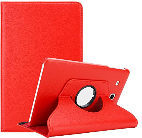 Cadorabo Custodia Tablet per Samsung Galaxy Tab E (9.6 Zoll) SM-T561 / T560 in ROSSO PAPAVERO – Copertura Protettiva in Stile Libro SENZA Auto Wake Up con Funzione Stand e Cerniera Elastico