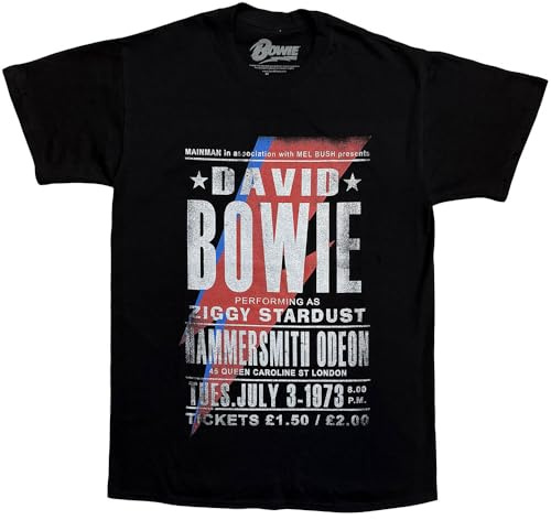David Bowie Unisex Bowts28mb05 T Shirt, Black, XXL UK