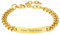 PROSTEEL 18k vergoldet personalisiert Schildarmband für Damen Herren 23cm/7mm verstellbar Panzerkette Armband goldenfarben Modeschmuck Accessoire für Party Weihnachtsfest