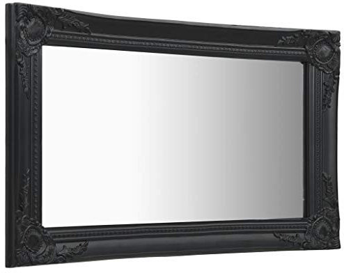 Tidyard Wandspiegel im Barock-Stil Spiegel Garderobenspiegel Badspiegel Barockspiegel Flurspiegel Holzrahmen Spiegel 60 x 40 cm Schwarz