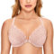 DELIMIRA Damen Vorderverschluss BH mit Bügel Vollständige Abdeckung Große Größen Rose rauchte 105G