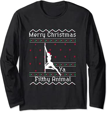 Merry Christmas Pole Dancer Ugly Christmas Sweater Langarmshirt