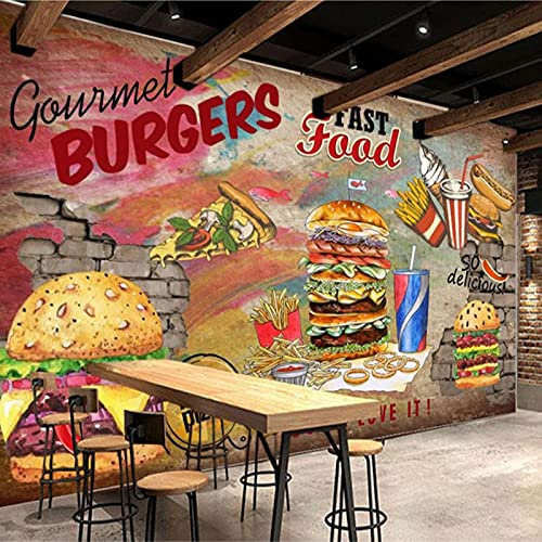 XTSWallpaper Fotomurales Xxl 250X150Cm Cocina Comida Hamburguesa Fotomural Tv Foto Mural Pared 3Dfotomurales Decorativos Papel Tapiz Estéreo 3D Fotomurales 3D Fotomural Vinilo Papel Pintado