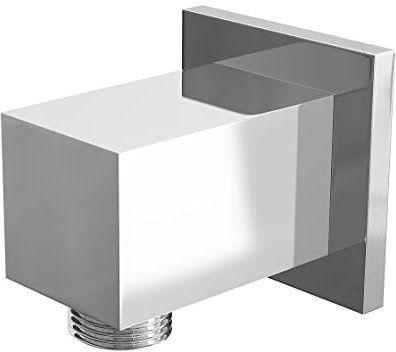 EcoSpa Brass Shower Wall Elbow Outlet Square Chrome 1/2 BSP Hose Connector