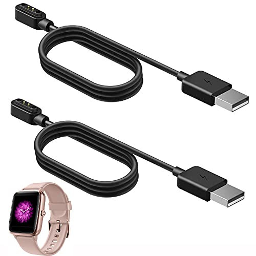 Compatible with fitpolo Smart Watch Charger, onetuo Magnetic USB Charging Cable Replacement Charger Cable Compatible with fitpolo, fitpolo IP68 Fitness Tracker Smart Watch (2 pack-Black+Black)
