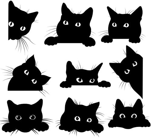 Outdoor Stoff mit schwarzen Katzen,Meterware,süßes Kätzchen Katzenliebhaber Polsterstoff für Stühle,hübsche schwarze Katzen Haustier Dekorationsstoff für Heimwerkerprojekte,92x160cm,schwarz weiß