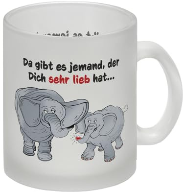 Glas Tasse zum Thema Liebe mit Elefanten Motiv besonderer Glas Tasse für den Kaffee am Morgen für Liebhaber Dickhäutern Glas Tasse Du bist noch auf der Suche nach einem Geschenk