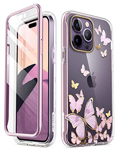 i-Blason Cosmo Series Case for iPhone 14 Pro Max 5G 6.7 inch (2022 Release), Slim Full-Body Stylish Protective Case with Built-in Screen Protector (Purplefly)