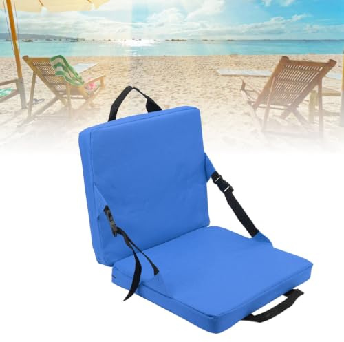Portable Stadium Seat Cushion, Outdoor Folding Padded Floor Chair with Back Support, Storage Pocket & Adjustable Strap, Lightweight Stadium Bleacher Seat for Sporting Events, Camping, Beach