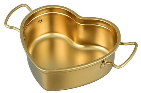 wrtgerht Suppentopf aus 304 verdicktem Edelstahl, kreativer Kleiner Suppentopf in Herzform, Kleiner Suppentopf for den Haushalt, Töpfe, Kochzubehör. Küchengeräte (Color : Gold)