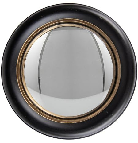 Clayre & Eef Spiegel Ø 27 cm Schwarz Goldfarbig Holz Glas Rund Wandspiegel